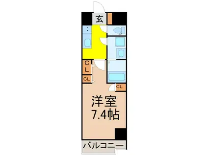 S-RESIDENCE高岳駅前AWAKE(1K/2階)の間取り写真