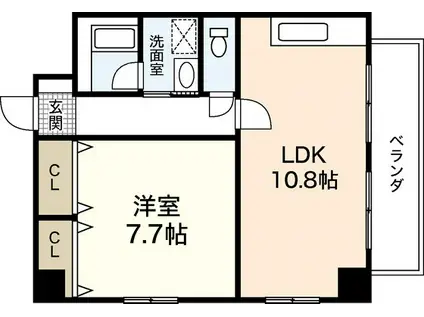 ブリスベンビル(1LDK/2階)の間取り写真