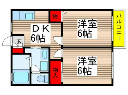 ウインベルコーラス(2DK/2階)の間取り写真