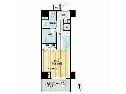 レジデンシャルステート白金(ワンルーム/7階)の間取り写真