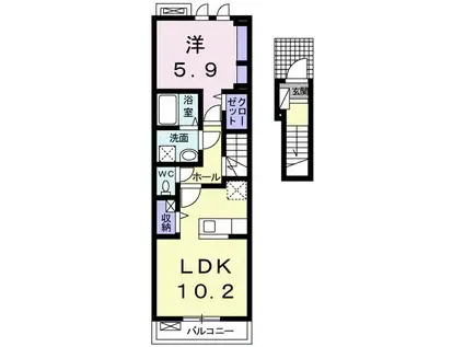 プレコリーヌVIII(1LDK/2階)の間取り写真