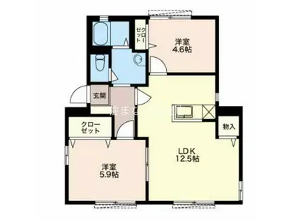 ヴィラ・フォンテーヌ(2LDK/1階)の間取り写真