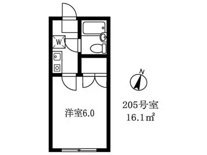 グランヴェール(1K/2階)の間取り写真