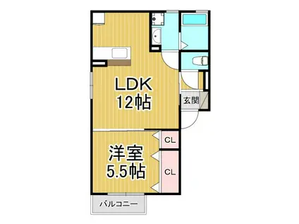 クレールメゾン(1LDK/2階)の間取り写真