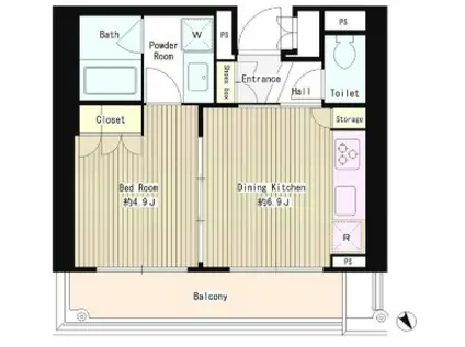 MMガーデン(1DK/6階)の間取り写真