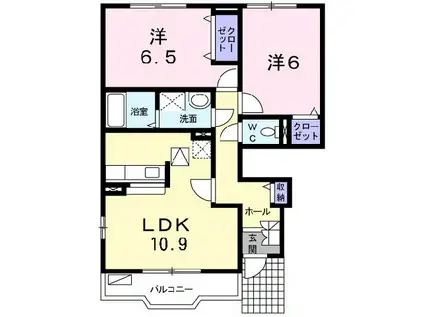 ミルキー・ウェイ(2LDK/1階)の間取り写真