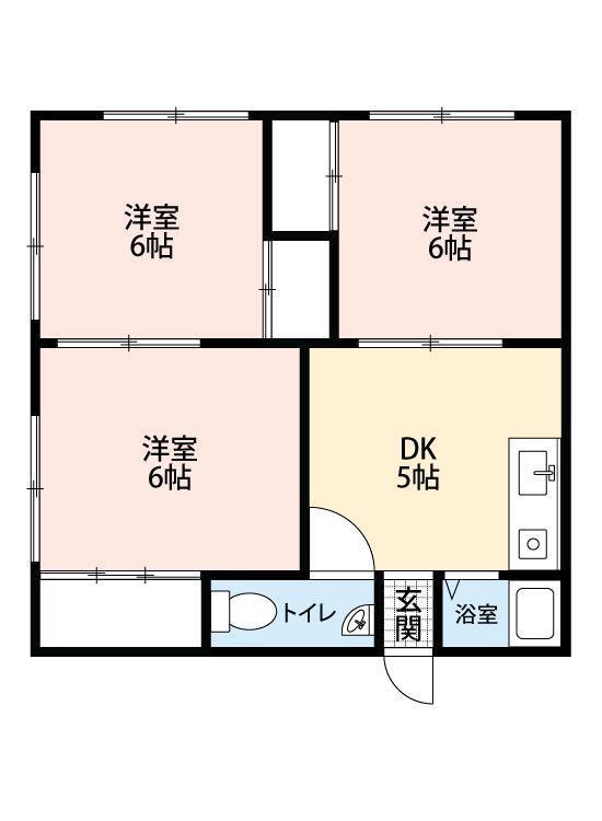 みどり荘(3DK/1階)の間取り写真