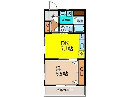 アールグレイマンション大村(1DK/2階)の間取り写真