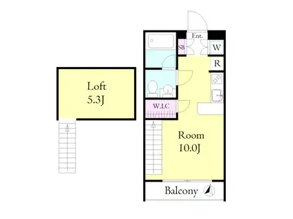 サンヴィアーレ・ブランシュ(ワンルーム/2階)の間取り写真