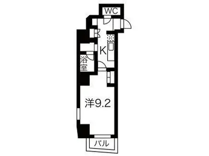 イースタンヒルズ八事(1K/9階)の間取り写真