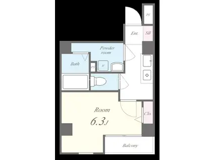 グランパシフィック木川東(1K/4階)の間取り写真