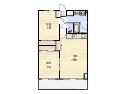 ベルフルールII(2LDK/1階)の間取り写真