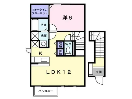 ポワッソン(1LDK/2階)の間取り写真