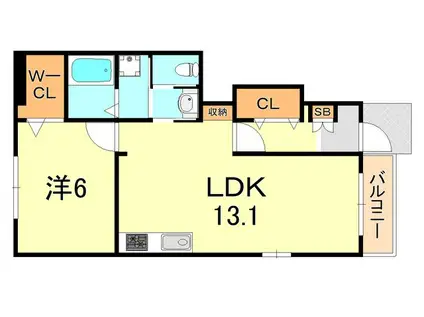 コスモグレイスC(1LDK/1階)の間取り写真