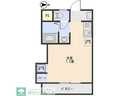 パークサイドホソイ(ワンルーム/3階)の間取り写真