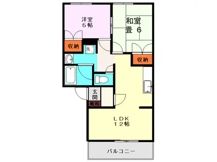 グランチェリー広崎(2LDK/2階)の間取り写真