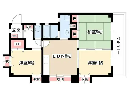 ラ・フォーレ杁ヶ池(3DK/3階)の間取り写真