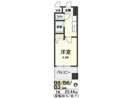 HOPECITY天神橋(1K/4階)の間取り写真