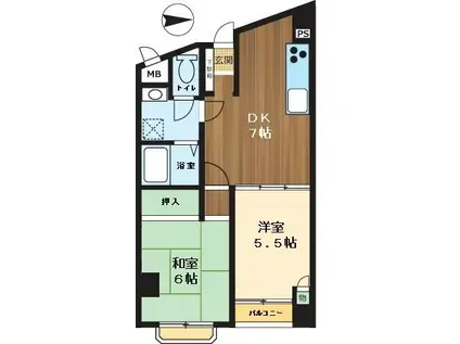 LANAI COMFORT24(2DK/4階)の間取り写真