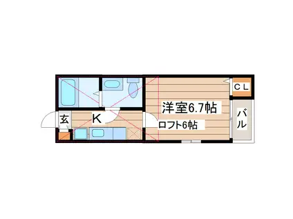 STAGE中田II(1K/2階)の間取り写真