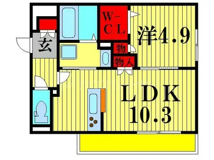 メゾンドソレイユ(1LDK/1階)の間取り写真
