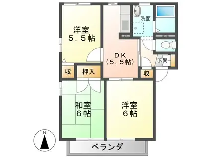 シャンゼリゼA・B・C(3DK/2階)の間取り写真
