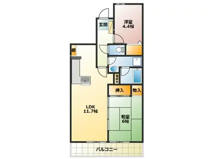 ヒルズ南戸塚(2LDK/7階)の間取り写真
