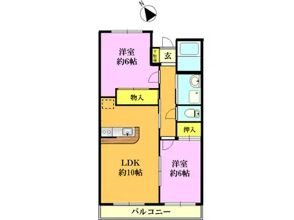 ベルデュールI(2LDK/1階)の間取り写真