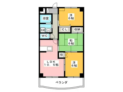 ファミールホズミ(3LDK/1階)の間取り写真