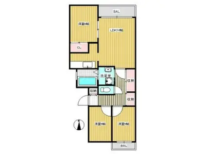 グランコール出来野(3LDK/1階)の間取り写真