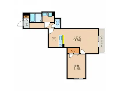 VICTOIRE(1LDK/2階)の間取り写真