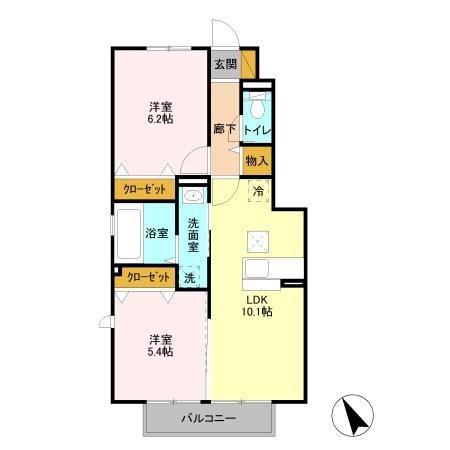 ブリランテ A(2LDK/1階)の間取り写真