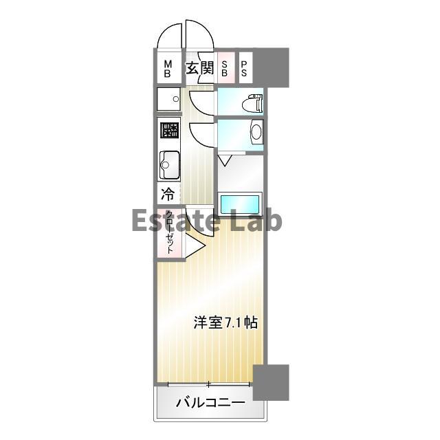 プレサンス兵庫ヴィアーレ(1K/9階)の間取り写真