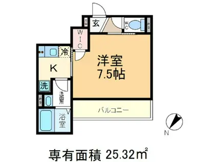 ルネサンスコート王子(1K/5階)の間取り写真