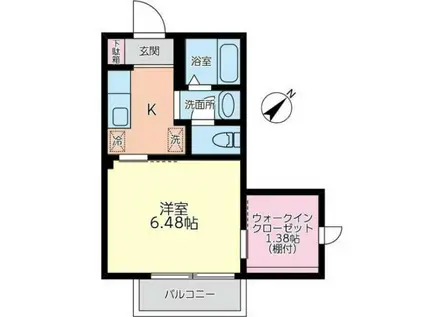 コーラルヒルズ東戸塚シングルステ一ジ(1K/2階)の間取り写真