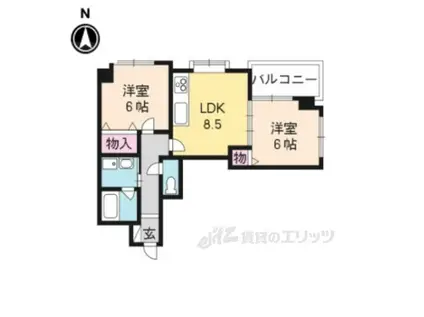 グランドールⅡ(2LDK/4階)の間取り写真