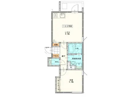 久留米野中町アパート(1LDK/1階)の間取り写真