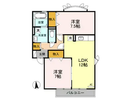 アザレアパークA棟(2LDK/2階)の間取り写真