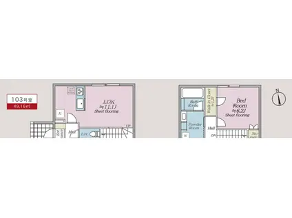 オルキデ蘆花公園五番館(1LDK/1階)の間取り写真