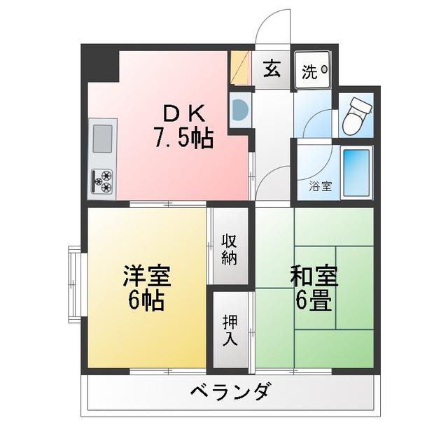 新潮通一番館(2DK/2階)の間取り写真
