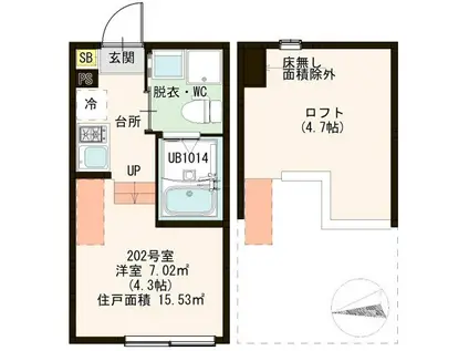 MISANGA(ワンルーム/2階)の間取り写真