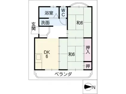 藤本ハイツ(2DK/2階)の間取り写真