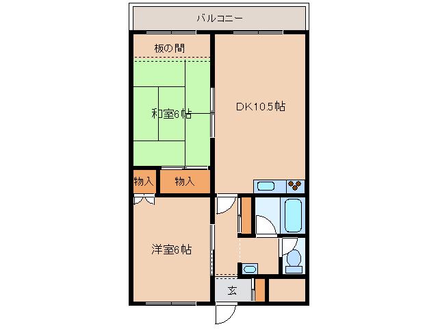 アーバン竹内(2LDK/6階)の間取り写真