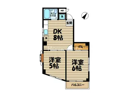 キャッスル笠間III(2DK/3階)の間取り写真