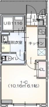リープラス御着駅前II(1K/2階)の間取り写真