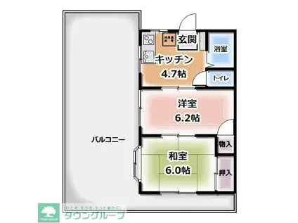 ダイヤパレス(2K/4階)の間取り写真