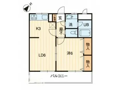 コンフォルト桜町(1LDK/2階)の間取り写真