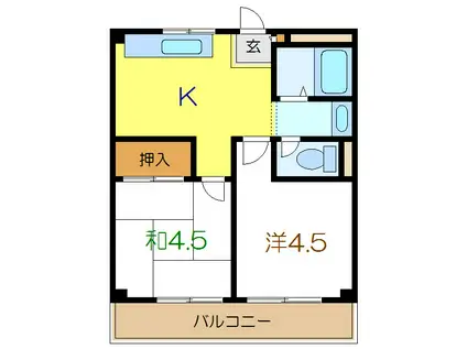 マンション南風(2DK/1階)の間取り写真