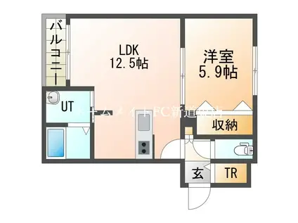 パルルトエルブII(1LDK/1階)の間取り写真