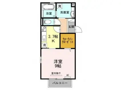 LIV庚午(1K/1階)の間取り写真